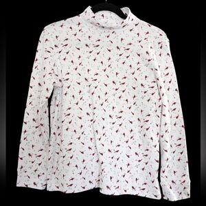 Speculation Mock Neck Top White With Cardinals